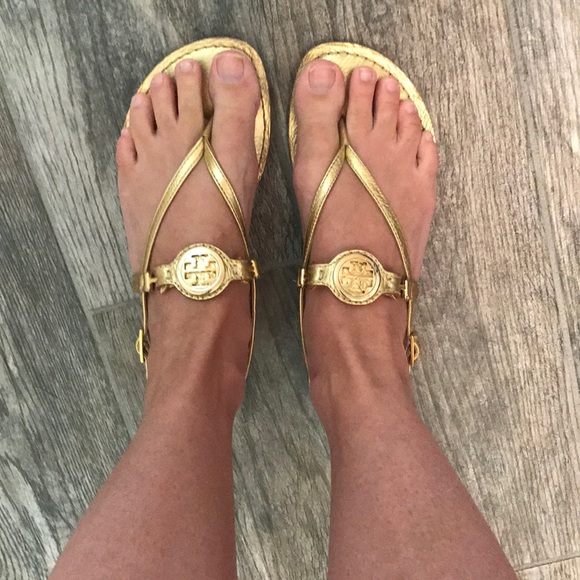 🚫SOLD🚫Metallic, Tory Burch Ali Sandals - Picture 7 of 7